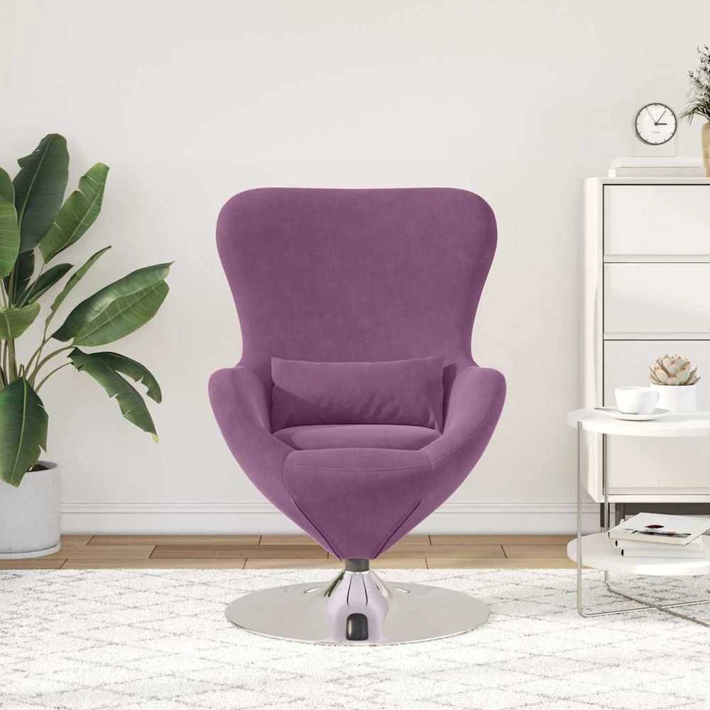 Fotelis Kiaušinio formos krėslas Violetinė Aksomas