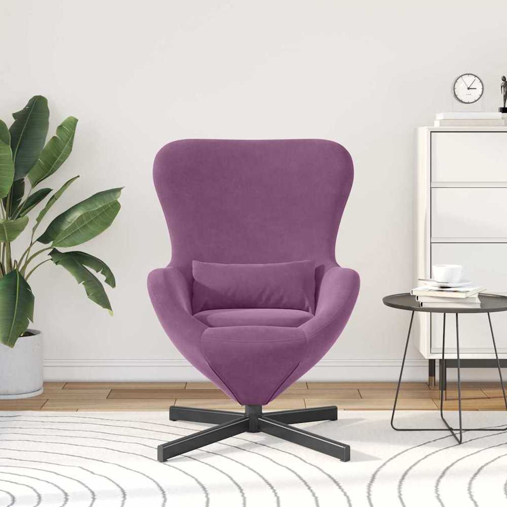 Fotelis Kiaušinio formos krėslas Violetinė 63 x 73 x 90 cm Aksomas