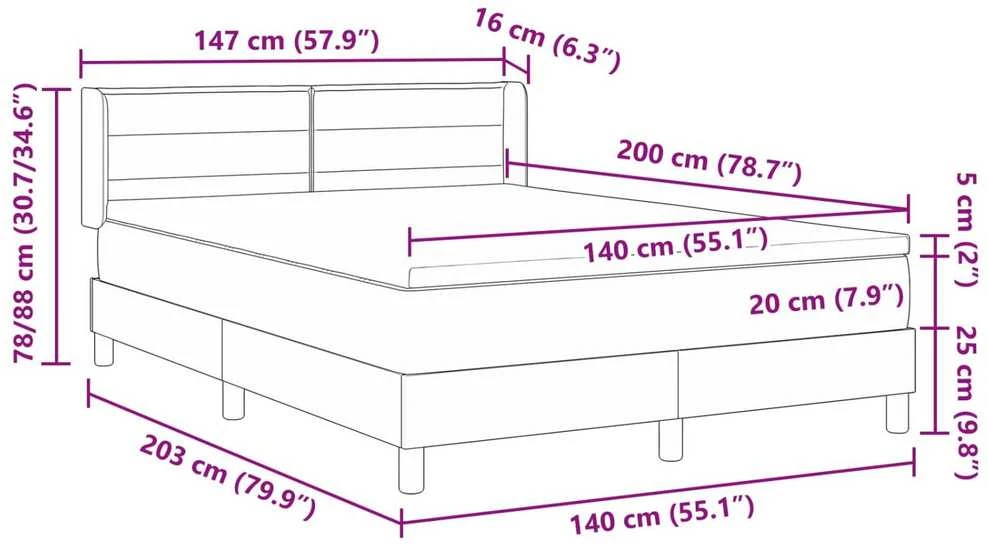 Kiemas lova su čiužiniu Juodas 200 x 140 cm audinys
