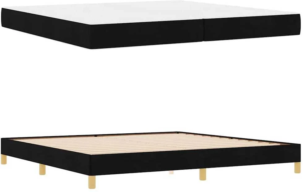 Kiemas lova su čiužiniu Juoda 200 x 200 cm audinys