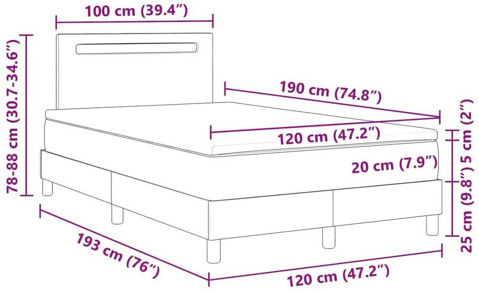 Kiemas lova su LED juostelėmis Balta 120 x 190 cm Dirbtinė oda