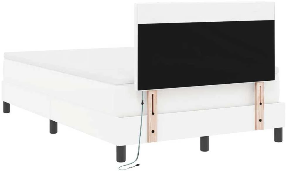 Kiemas lova su LED juostelėmis Balta 120 x 190 cm Dirbtinė oda