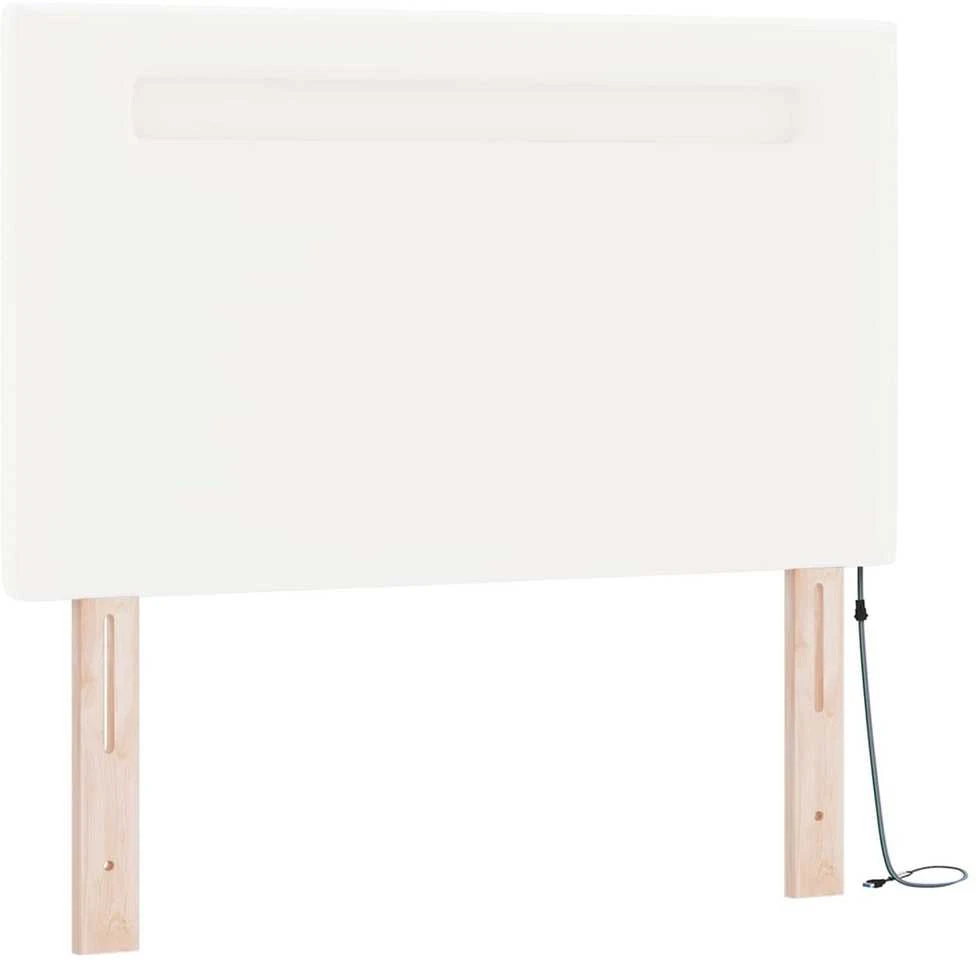Kiemas lova su LED juostelėmis Balta 120 x 190 cm Dirbtinė oda