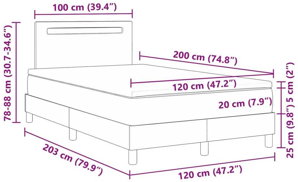 Kiemas lova su LED juostelėmis Balta 120 x 200 cm Dirbtinė oda