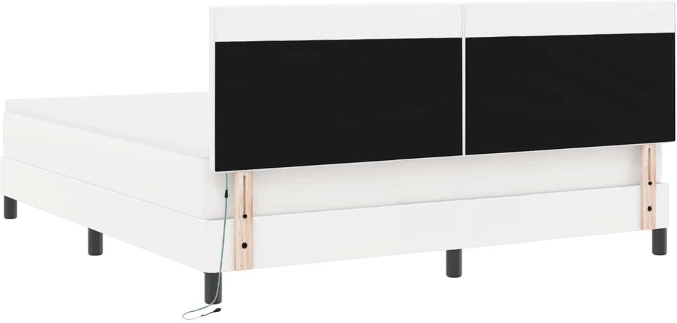 Kiemas lova su čiužiniu Balta 180 x 200 cm Dirbtinė oda