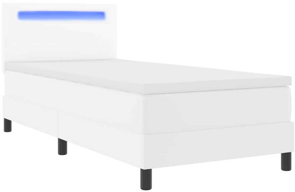 Kiemas lova su čiužiniu Balta 90 x 200 cm Dirbtinė oda
