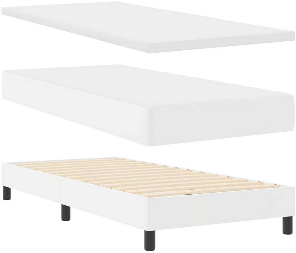 Kiemas lova su čiužiniu Balta 90 x 200 cm Dirbtinė oda