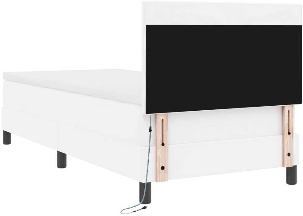 Kiemas lova su čiužiniu Balta 90 x 200 cm Dirbtinė oda
