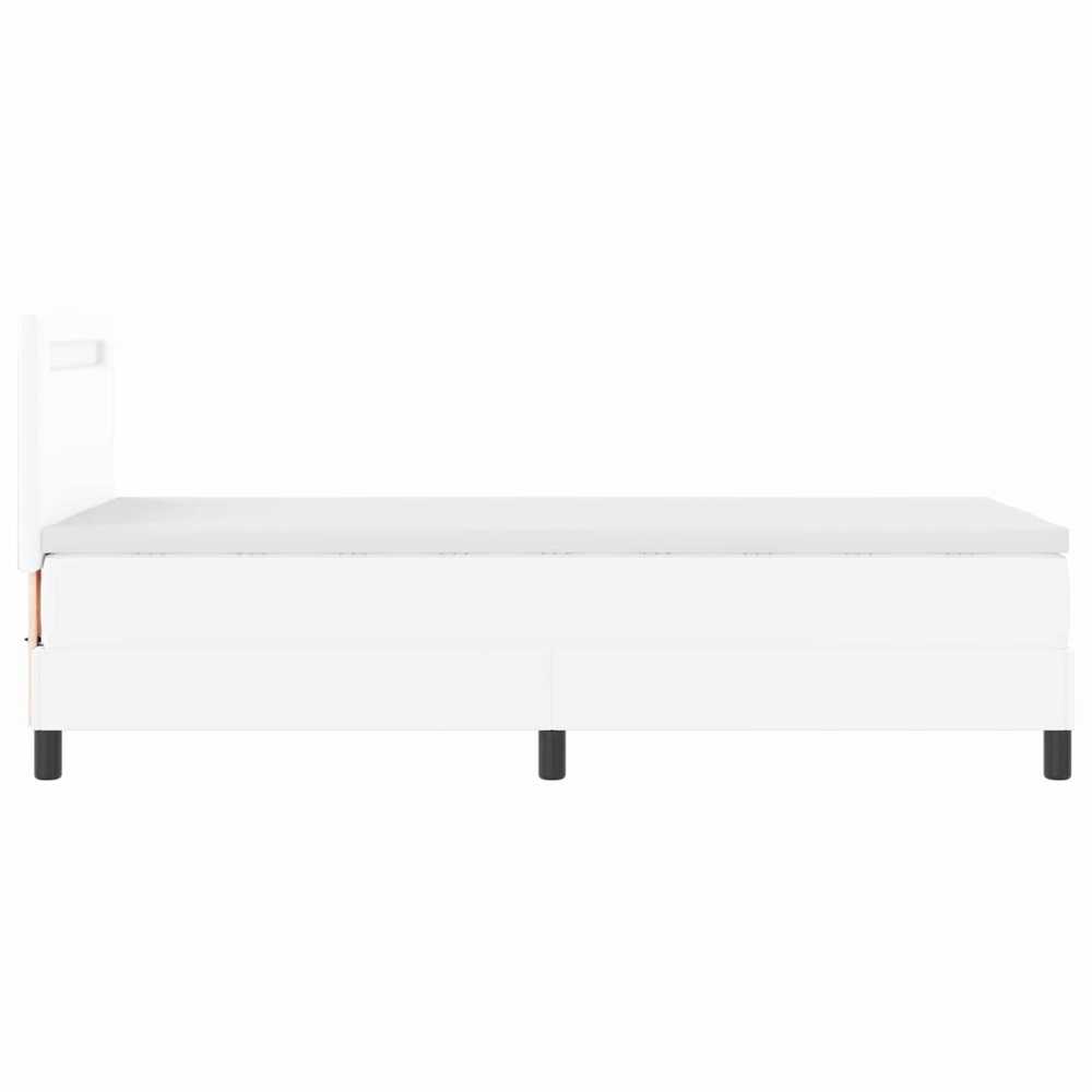 Kiemas lova su čiužiniu Balta 90 x 200 cm Dirbtinė oda