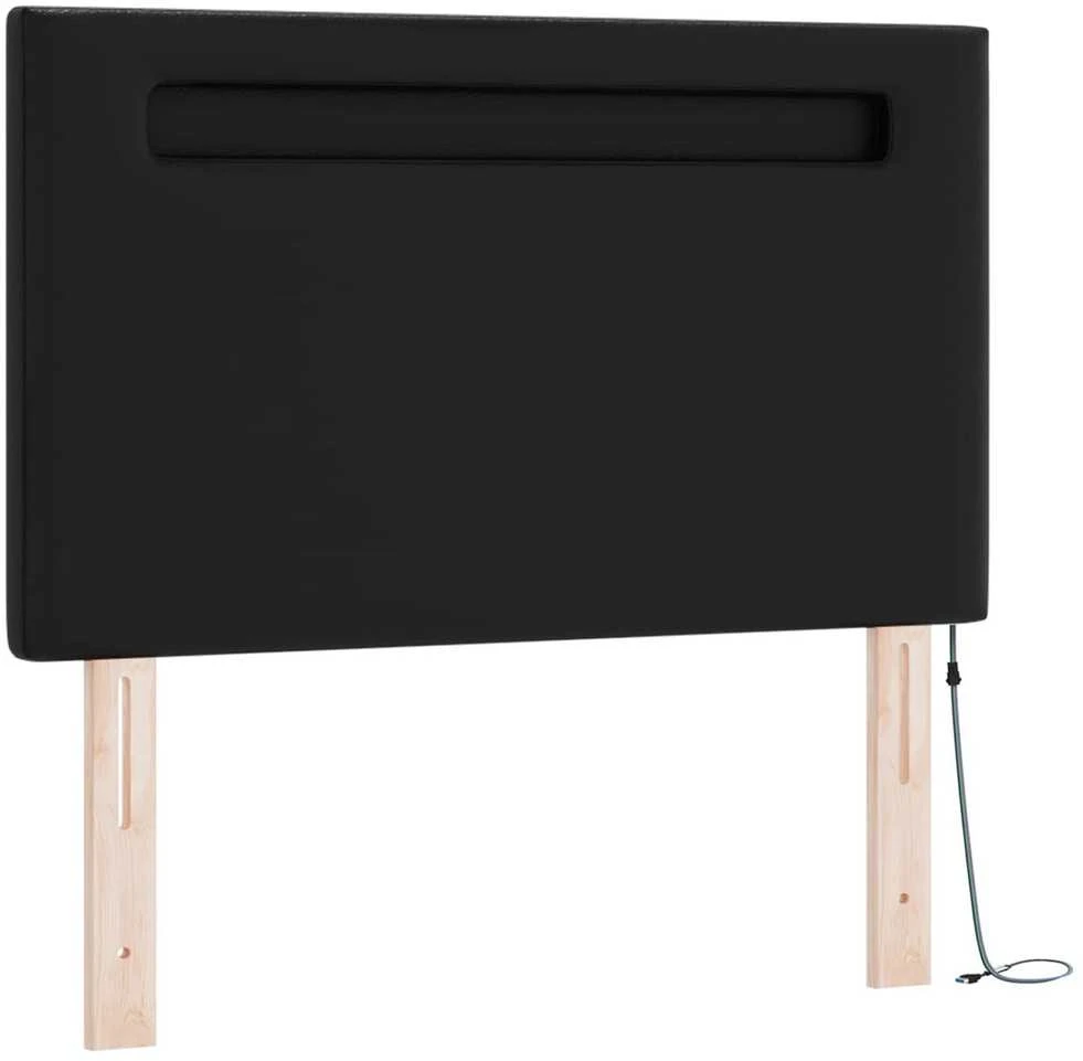 Kiemas lova su LED juostelėmis Juoda 120 x 190 cm Dirbtinė oda