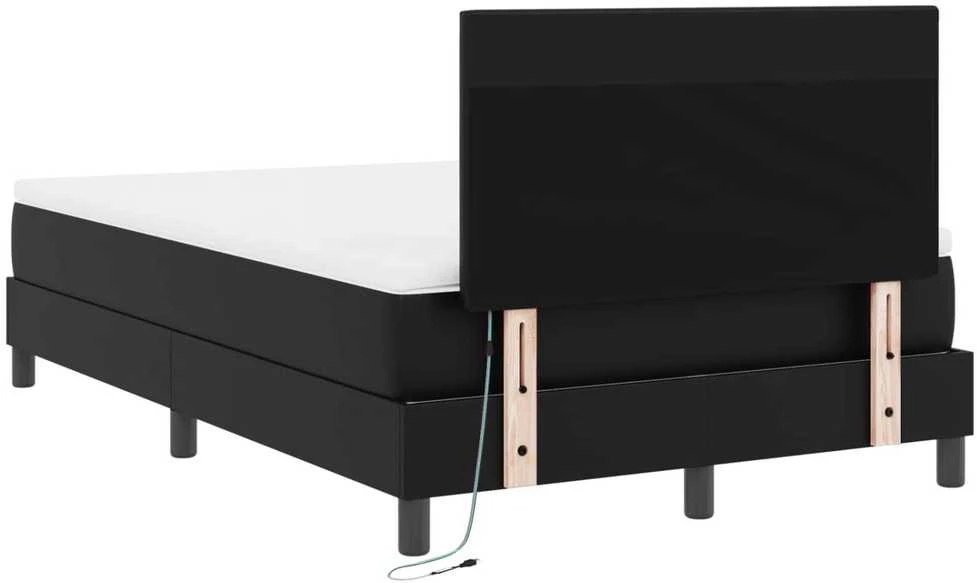 Kiemas lova su LED juostelėmis Juoda 120 x 190 cm Dirbtinė oda