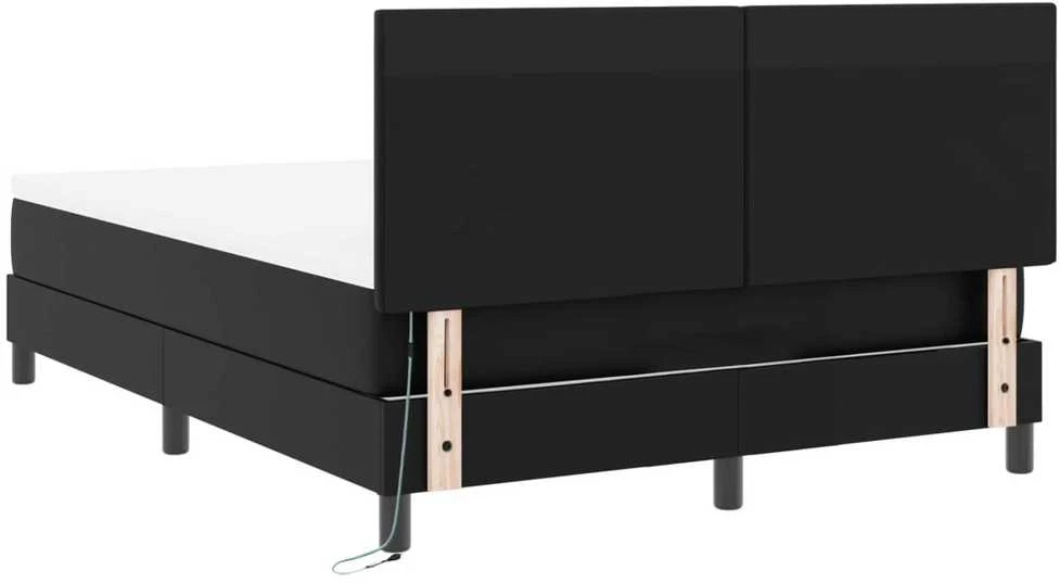 Kiemas lova su LED juostelėmis Juoda 140 x 200 cm Dirbtinė oda