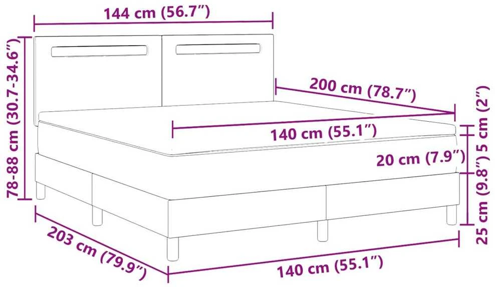 Kiemas lova su LED juostelėmis Juoda 140 x 200 cm Dirbtinė oda