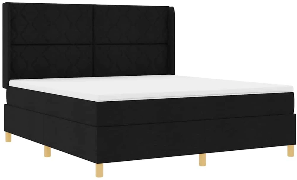 Kiemas lova su LED juostelėmis Juoda 180 x 200 cm audinys