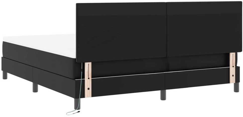 Kiemas lova su LED juostelėmis Juoda 180 x 200 cm Dirbtinė oda