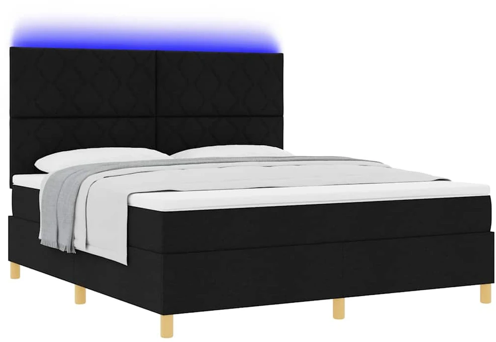 LED Čiužinio Lova su galvūgalio Juoda 180 x 200 cm audinys
