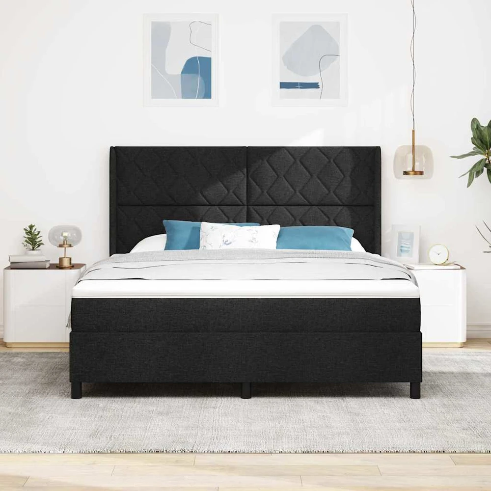 Kiemas lova su pagalve Juodas 200 x 180 cm audinys