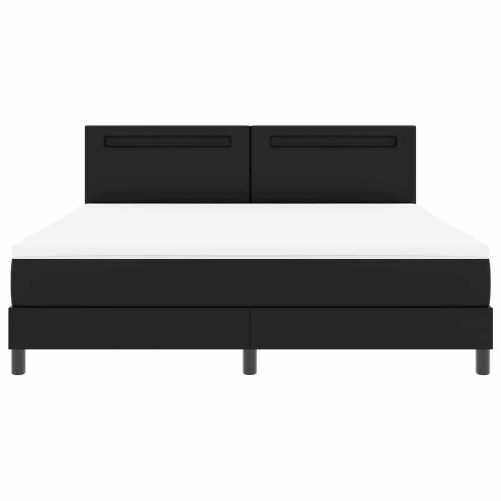 Kiemas lova su LED juostelėmis Juoda 180 x 200 cm Dirbtinė oda