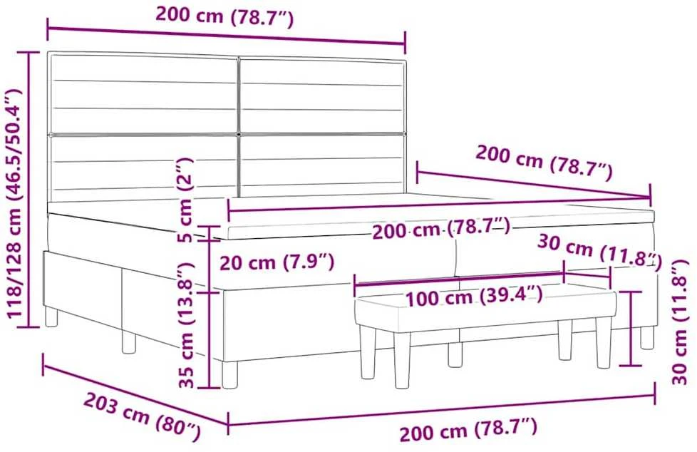 Kiemas lova su čiužiniu Juoda 200 x 200 cm audinys