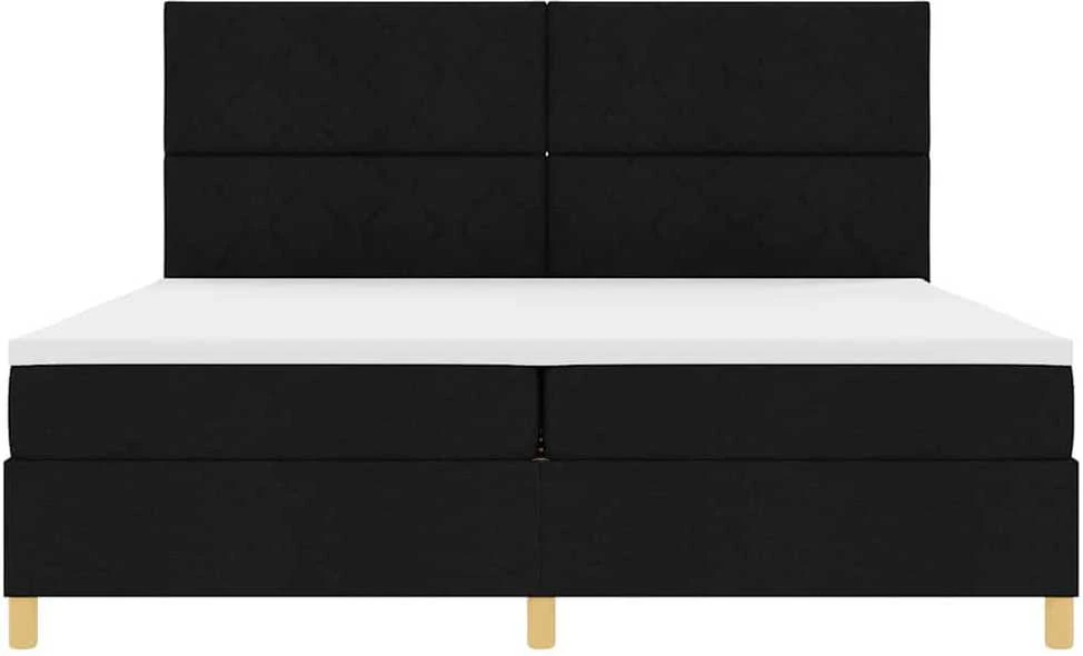 LED Čiužinio Lova su galvūgalio Juoda 200 x 200 cm audinys