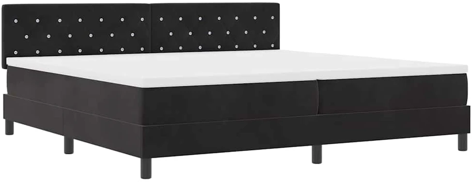 Kiemas lova su čiužiniu Juoda 200 x 200 cm Aksomas