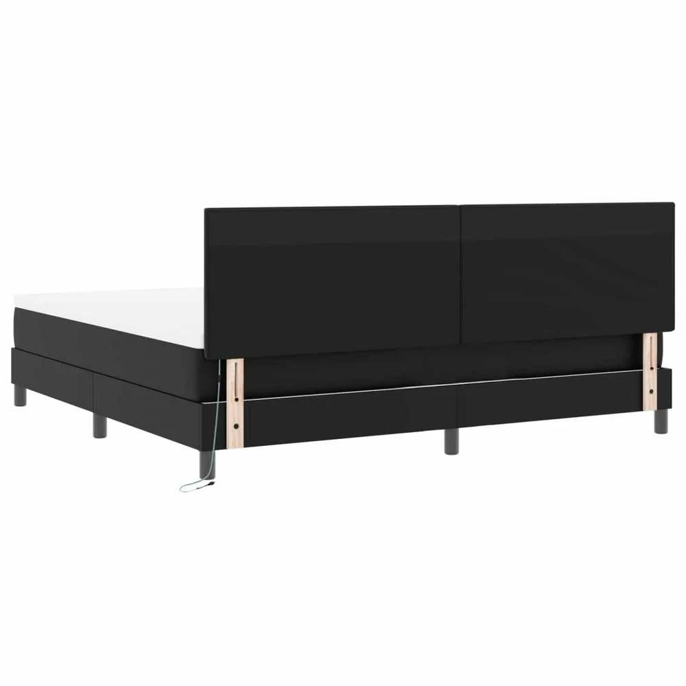 Kiemas lova su LED juostelėmis Juoda 200 x 200 cm Dirbtinė oda
