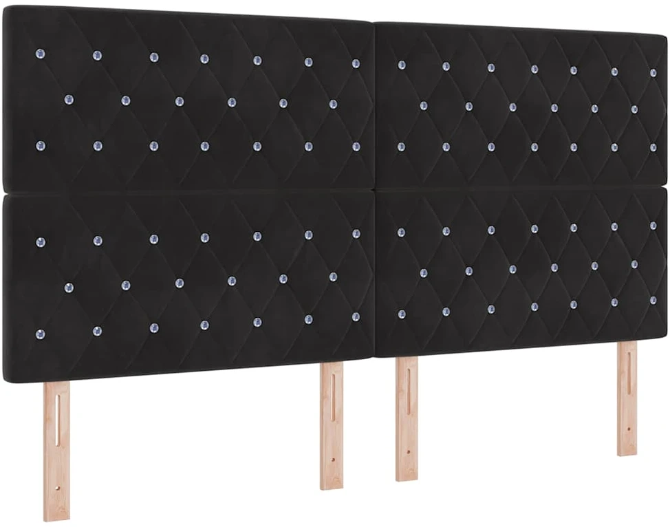 Kiemas lova su čiužiniu Juodas 180 x 200 cm Aksomas