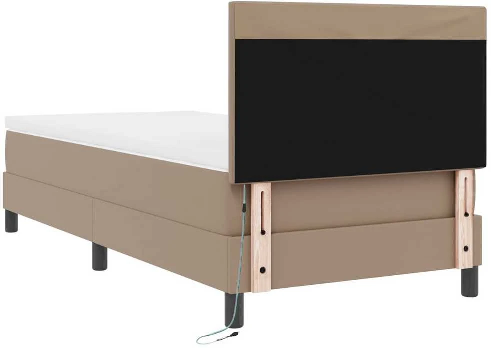 Kiemas lova su galvūgalio Kapučino 100 x 200 cm Dirbtinė oda