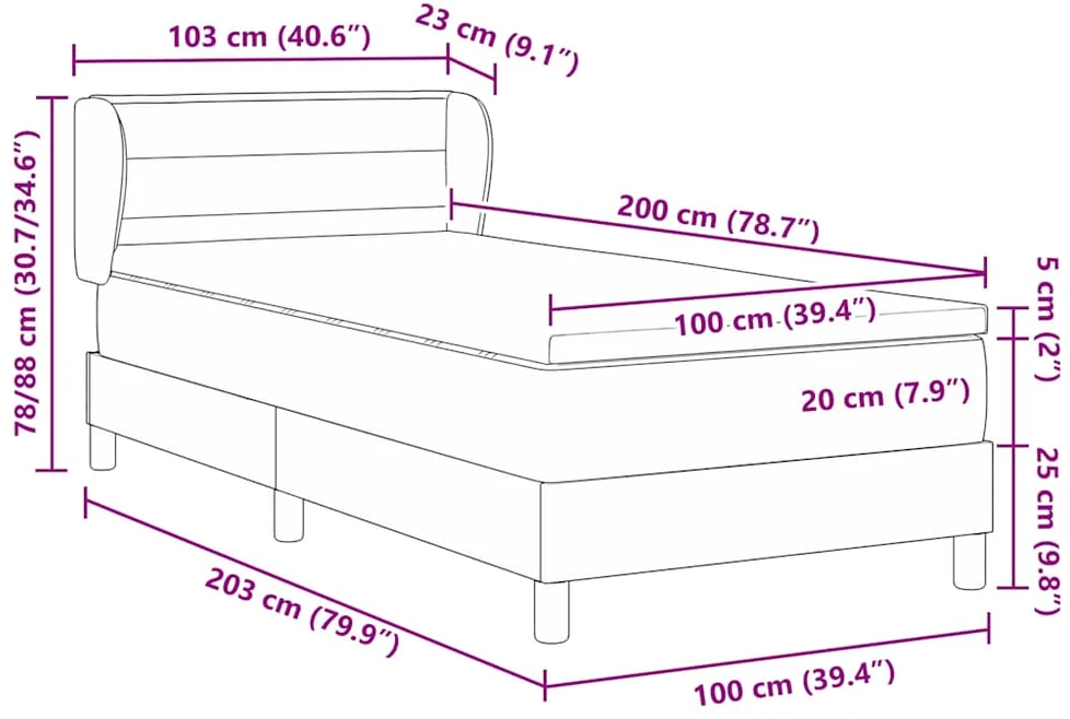 Kiemas lova su čiužiniu Kreminė 100 x 200 cm audinys