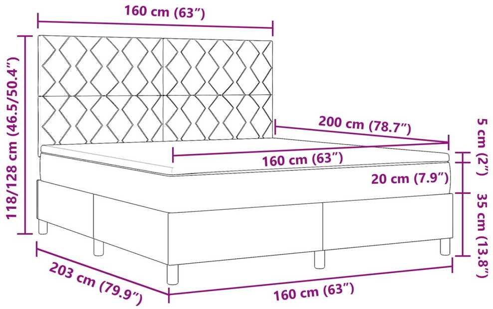 Kiemas lova su LED juostelėmis Kreminė 160 x 200 cm audinys