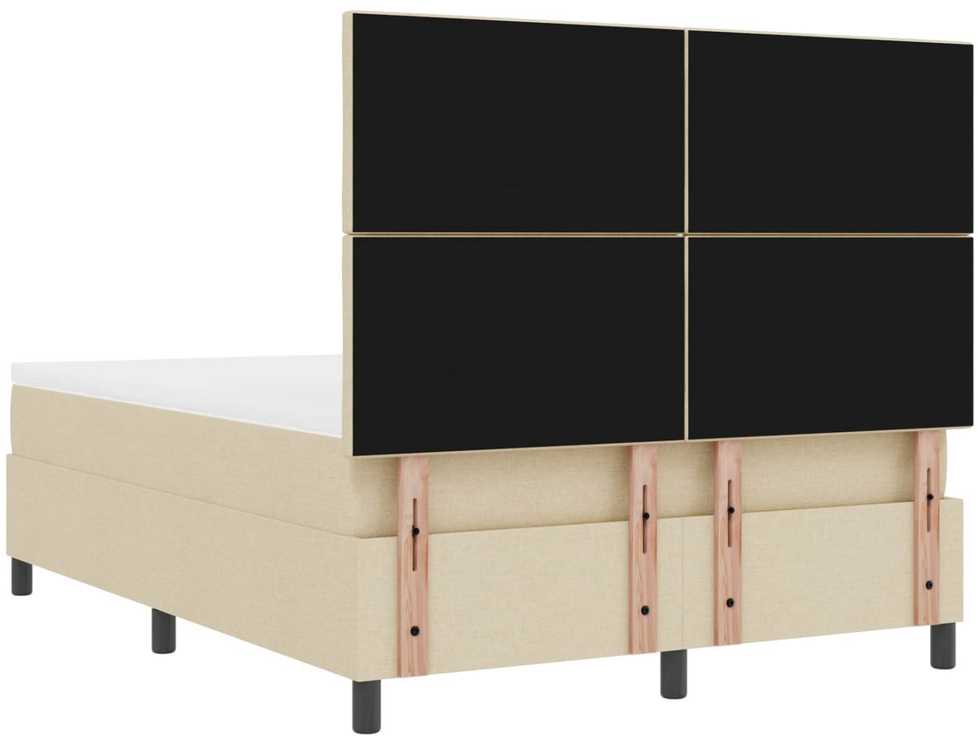 Kiemas lova su LED juostelėmis Kreminė 160 x 200 cm audinys