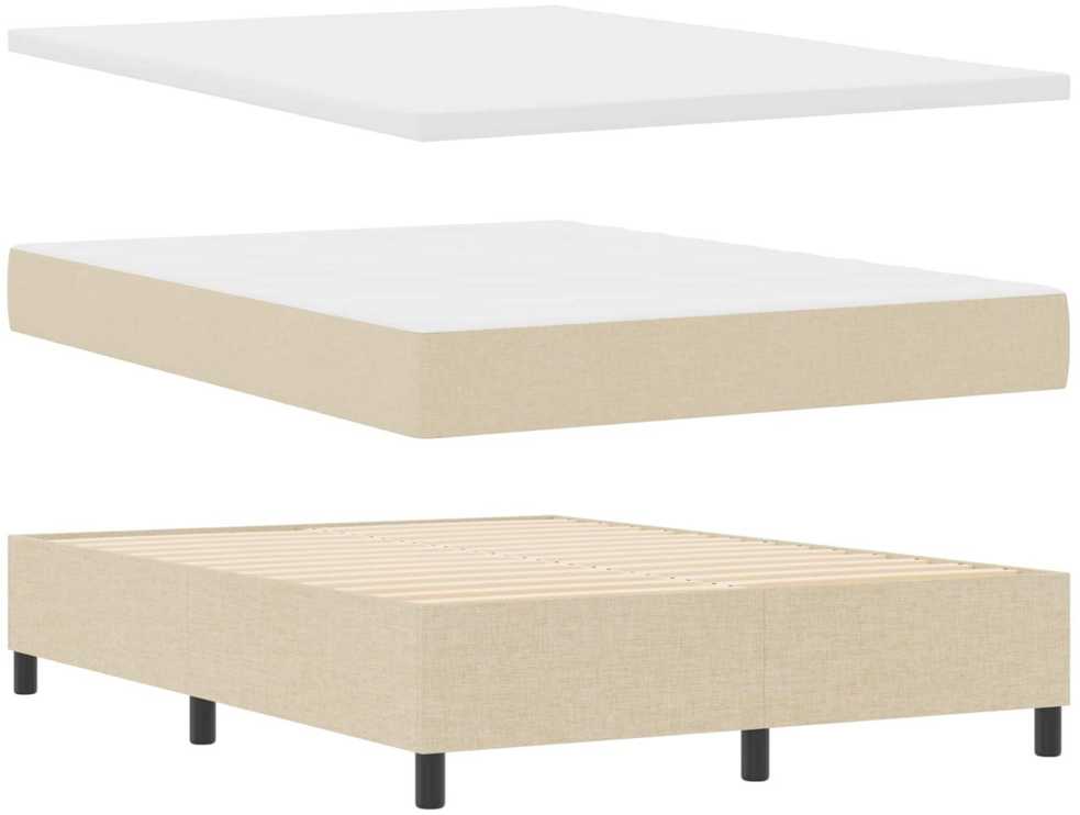 Kiemas lova su LED juostelėmis Kreminė 160 x 200 cm audinys
