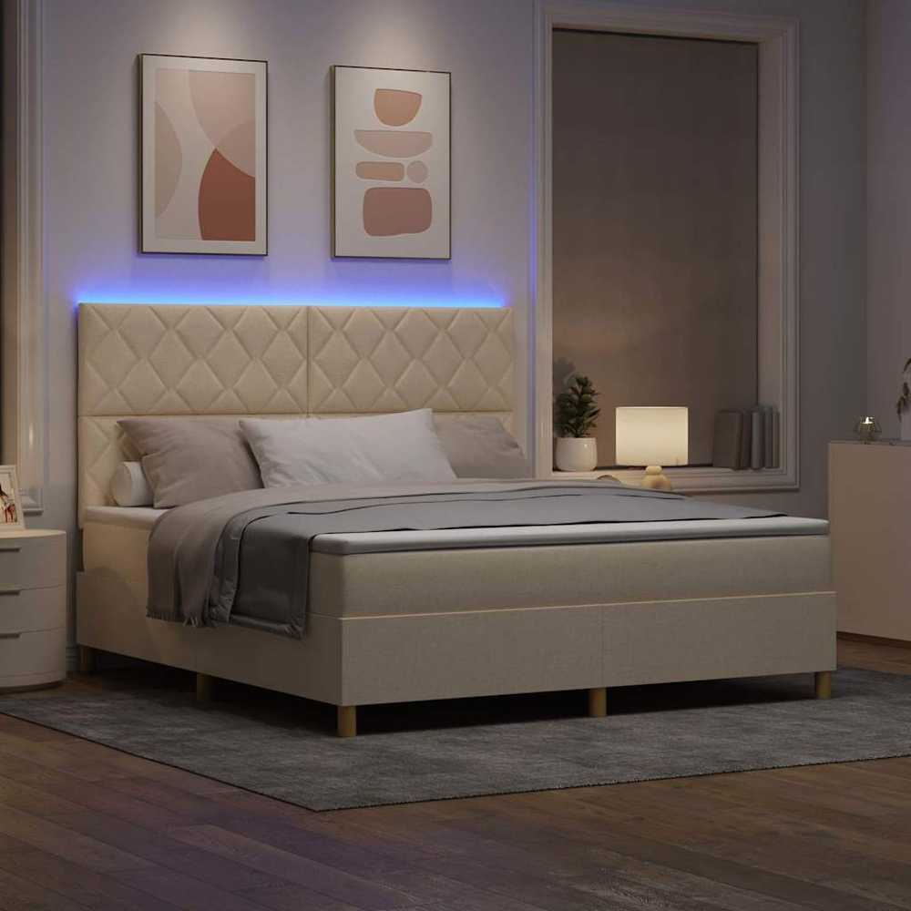 LED Čiužinio Lova su galvūgalio Kreminė 180 x 200 cm audinys