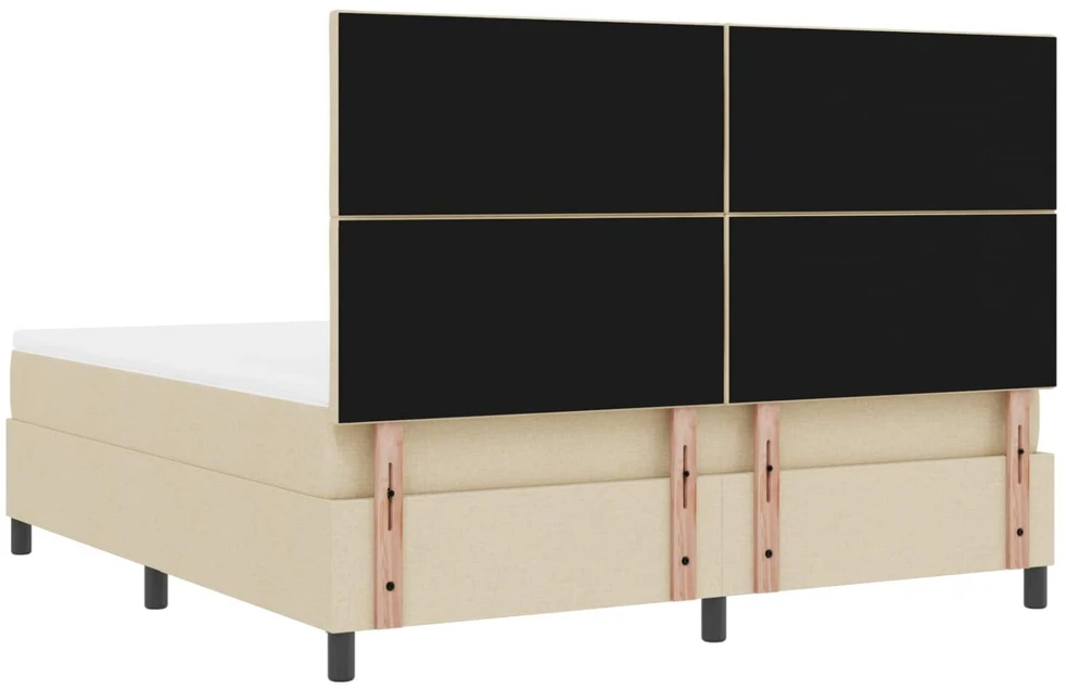 Kiemas lova su LED juostelėmis Kreminė 180 x 200 cm audinys