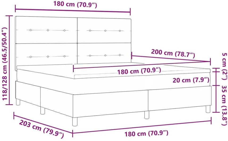 Kiemas lova su LED juostelėmis Kreminė 180 x 200 cm audinys
