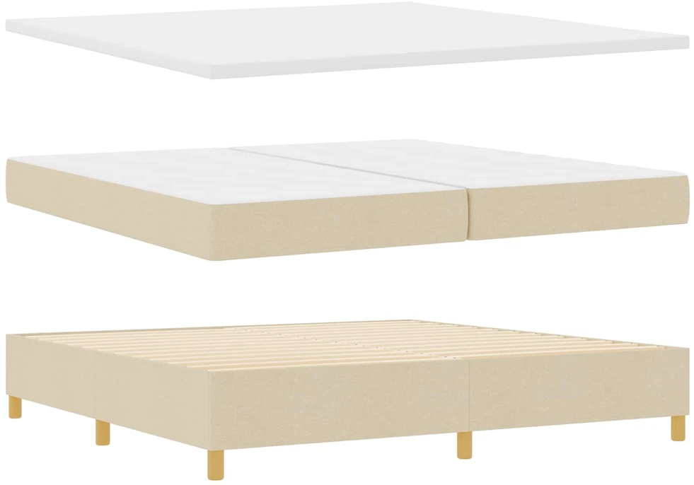 Kiemas lova su čiužiniu Kreminė 200 x 200 cm audinys