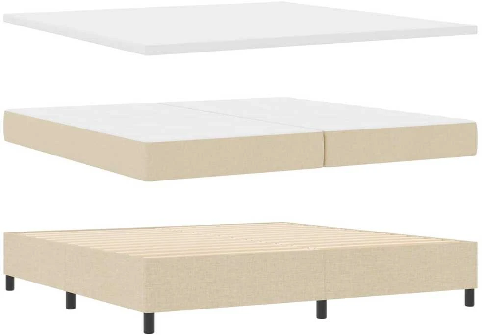Kiemas lova su čiužiniu Kreminė 200 x 200 cm audinys