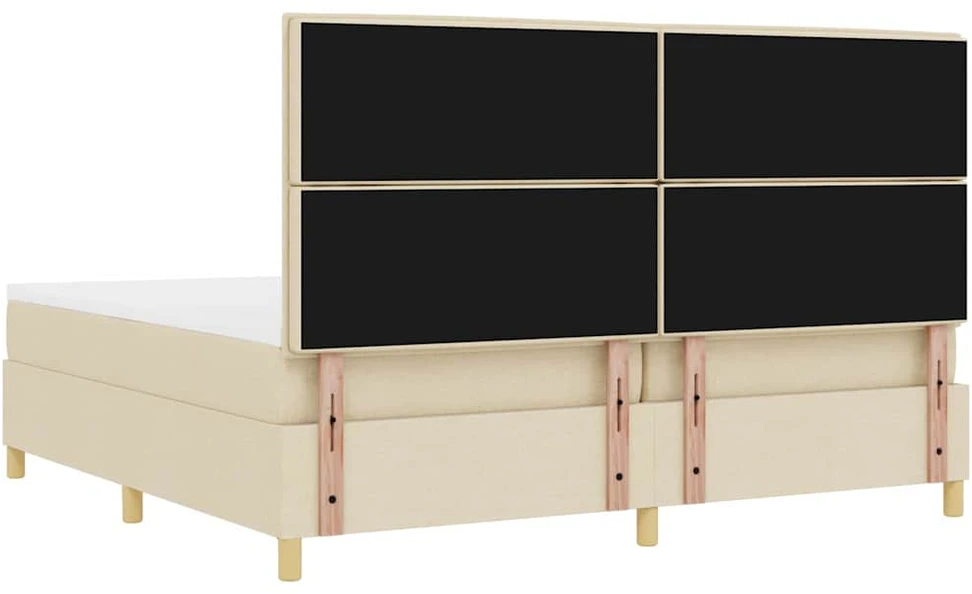 Kiemas lova su čiužiniu Kreminė 200 x 200 cm audinys