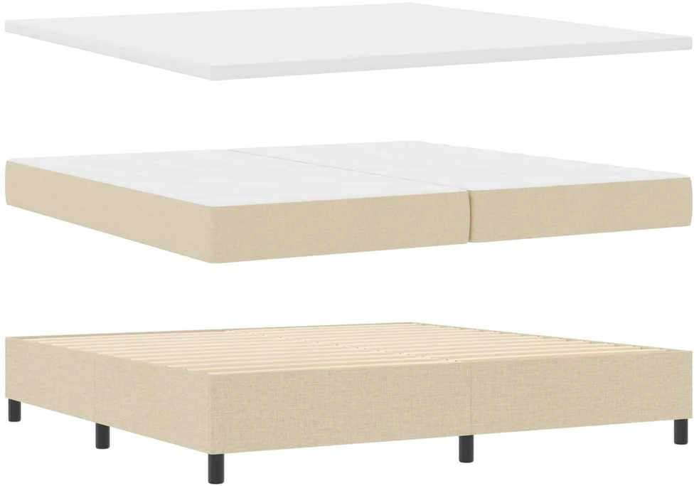 Kiemas lova su čiužiniu Kreminė 200 x 200 cm audinys