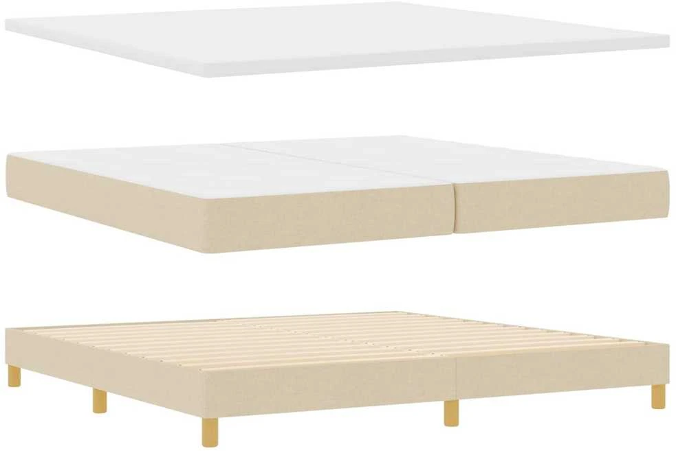 Kiemas lova su čiužiniu Kreminė 200 x 200 cm audinys