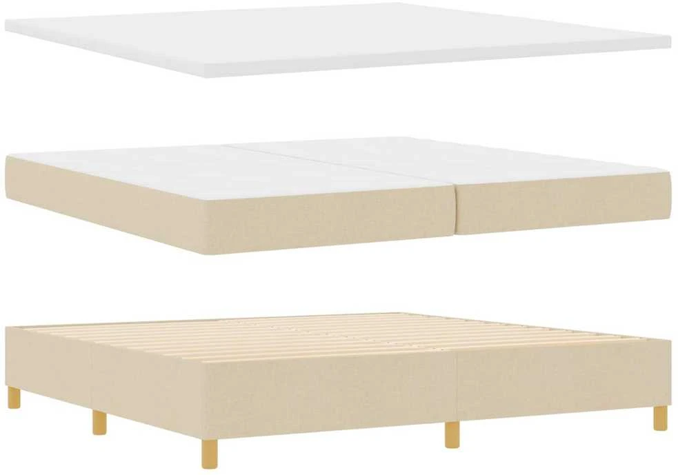 Kiemas lova su čiužiniu Kreminė 200 x 200 cm audinys