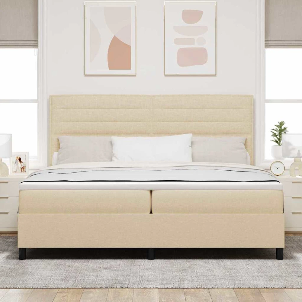 Kiemas lova su čiužiniu Kreminė 200 x 200 cm audinys