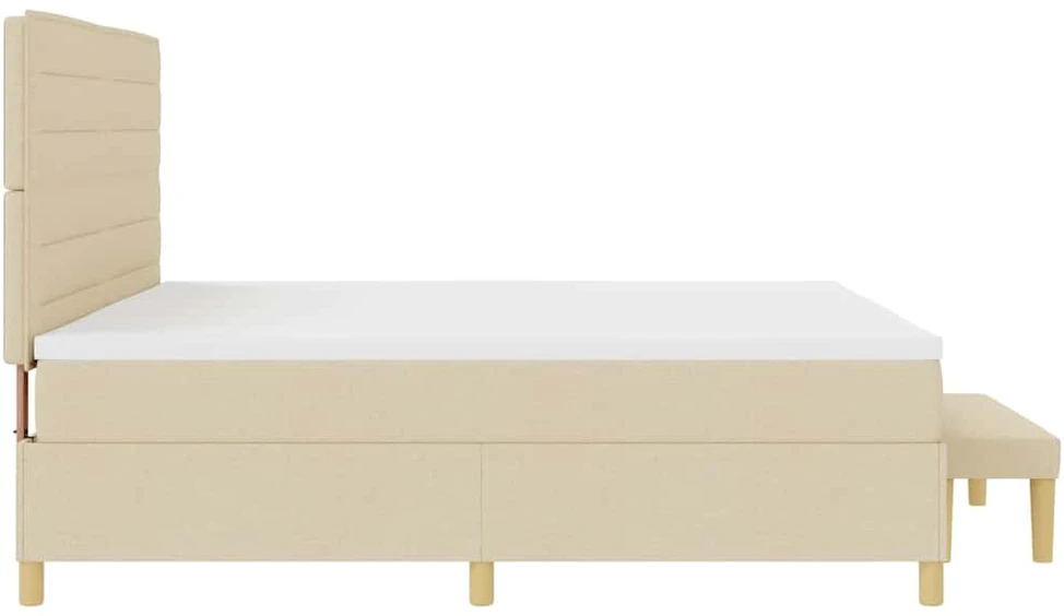 Kiemas lova su čiužiniu Kreminė 200 x 200 cm audinys