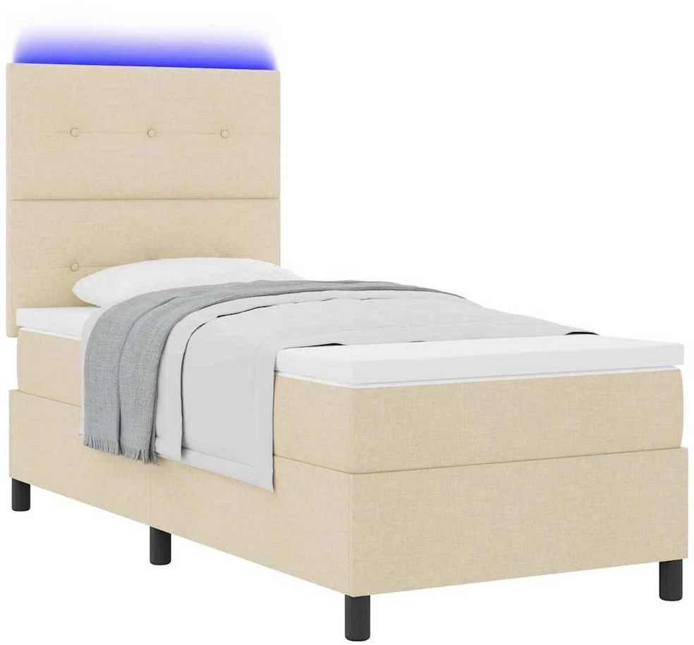 Kiemas lova su LED juostelėmis Kreminė 80 x 200 cm audinys