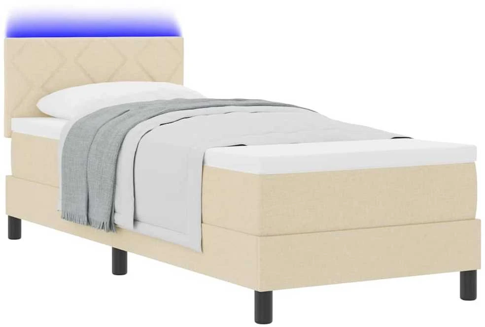Kiemas lova su LED juostelėmis Kreminė 80 x 200 cm audinys