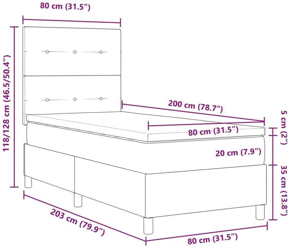 Kiemas lova su LED juostelėmis Kreminė 80 x 200 cm audinys