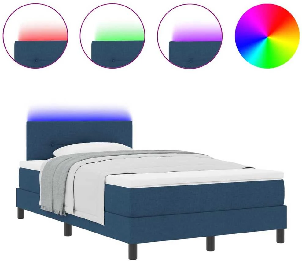 Kiemas lova su LED juostelėmis Mėlyna 120 x 190 cm audinys
