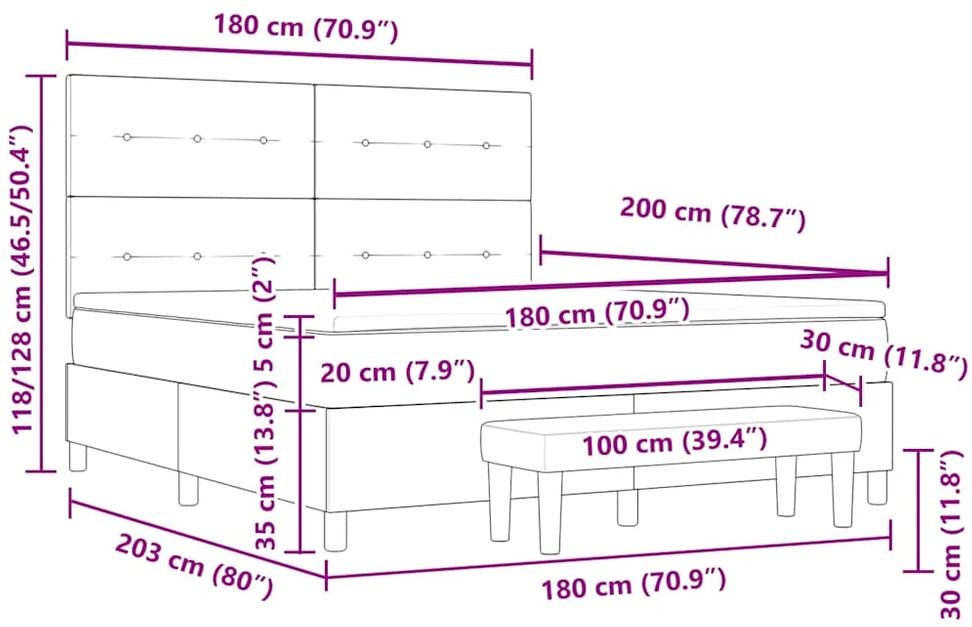 Kiemas lova su pagalve Mėlyna 200 x 180 cm audinys