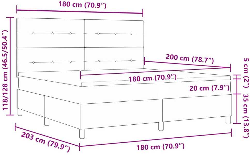 Kiemas lova su LED juostelėmis Mėlyna 180 x 200 cm audinys