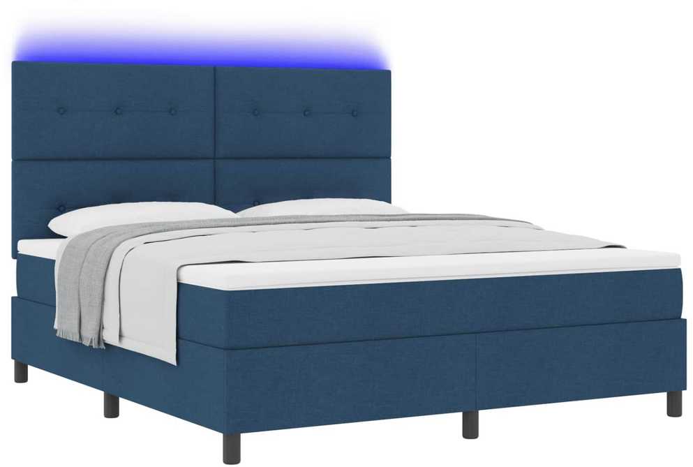 Kiemas lova su LED juostelėmis Mėlyna 180 x 200 cm audinys
